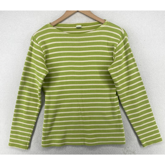 PETIT BATEAU Top Girls 18 ans Sailor Striped Top Boat Neck Long Sleeve Green - Picture 1 of 11